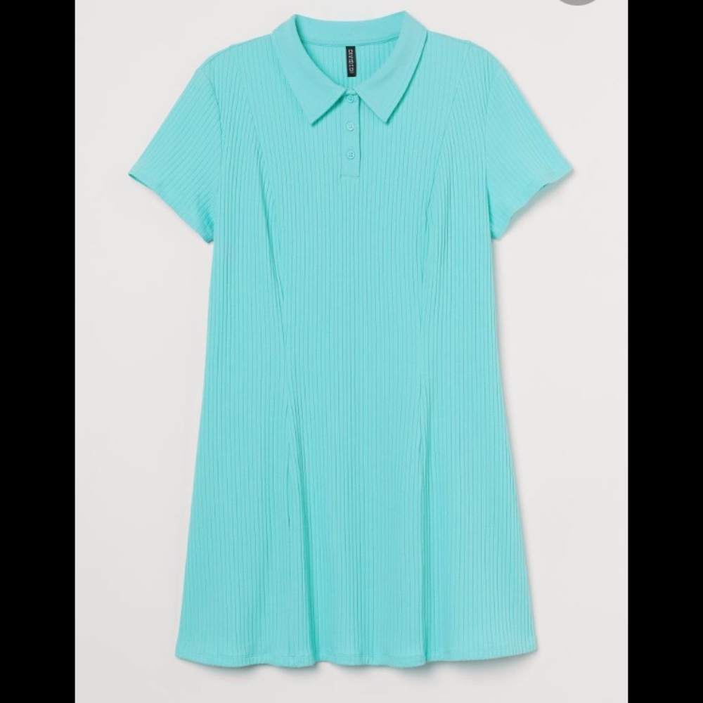 Sold out H&M turquoise collared tshirt Tennis Dress short sleeve